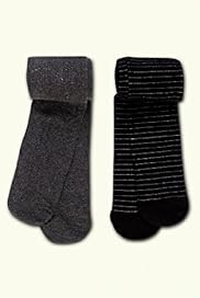 2 Pairs of Cotton Rich Metallic Tights