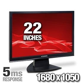 Hyundai K224W - LCD display - TFT - 22 - widescreen - 1680 x 1050 / 75 Hz - 300 cd/m2 - 1000:1 - 5 ms - 0.282 mm - VGA - speakers