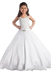 Girls Crystals Crystal Lace Halter Full Length   Ball Gown Pageant Dress/Party Dress  With a Sash 