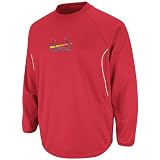 MLB Men's St. Louis Cardinals Long Sleeve Crew Neck Thermabase Tech Fleece Pullover by Majestic (Pro Scarlet/Pro White, Small)