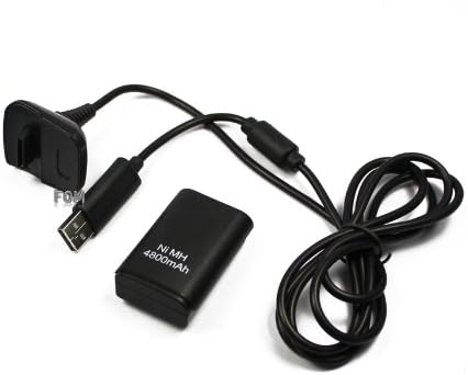 FOME 2 in 1 USB 4800mAh Chargeable Cable Battery Pack for XB360 Black + A FOME Clean Cloth Gift