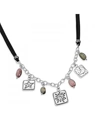 MMA Silver - 17.5 inch Tourmaline and Charm Necklace