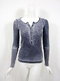 Splendid womens gray waffle knit henley top XS