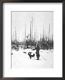 Kulik Stands Near a Section of Upright Charred Trees Southern Swamp Tunguska Framed Art Poster Print, 18x22