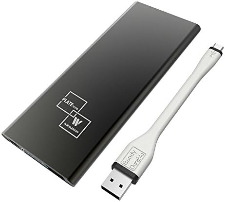 Compact 9000mAh Polymer Power Bank with Smart IC, Aluminium Alloy Finish for iPhone/ Samsung/ Pokeman Go Player (P9000 Black)