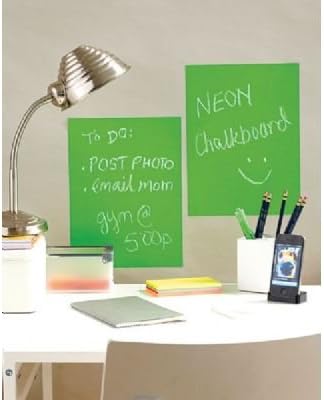 Wallies Wallcoverings-McCall WALL16043 9 in. x 12 in. Peel & Stick Chalkboard Sheets Neon Green 2-Pack