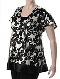 Motherhood Maternity: Plus Size Short Sleeve Deep V-neck Flutter Sleeve Maternity Blouse