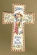 6.5" Cloisonne Wall Cross With Angel "Sisters Share Their Hearts" #25458