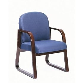 Boss Fabric Guest Chair, Blue Fabric Oak Finish