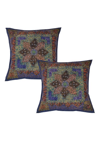 Imagen principal de Cushion Covers Con Multi Tamaño Work coloreado Patch & Jogi bordado 16 x 16 pulgadas Juego de 2 piezas