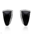 Earrings With Precious Stones - Genuine Clean Diamonds and Onyxes 14K White Gold. Total item weight 14.2g Length 24mm