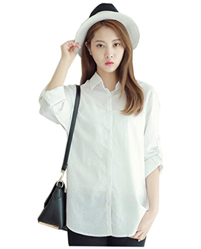 【PALERO・パレロ】 選べる5色 ブラウス トップス シャツ レディース レディーズ エレガンス きれいめ スタイル ロールアップ シンプル 大きめ オーバーサイズ 体型カバー