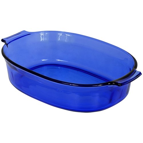 Pyrex Bakeware 2-1/2-Quart Oval Roaster, Cobalt