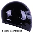 Gloss Black Full Face Motorcycle Helmet DOT +2 Visor (Large)