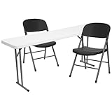 IMAGE OF Seminar Folding Table & 3 Black Plastic Folding Chair Set