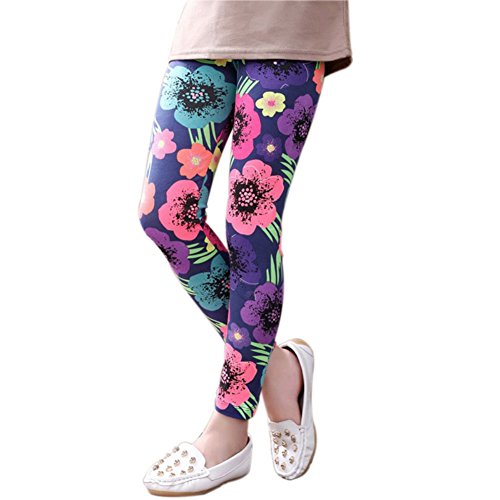 Weixinbuy Princess Girls Floral Print Pants Slim Fall Leggings Tights