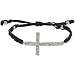 Dazzling Crystal Sideways Cross and Black Macrame Adjustable Zen Bracelet