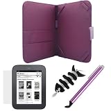 read full review GTMax Purple Leather PU Case + Clear LCD Screen Protector +Purple Stylus + Fishbone Headset Earphones Cord Wrap for Barnes & Noble New Nook Touch, The Simple Touch Reader /Nook 2