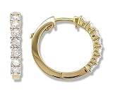 1 Carat Prong Set Diamond Hoop Earrings in 14k Yellow Gold (with Safety Lock)
