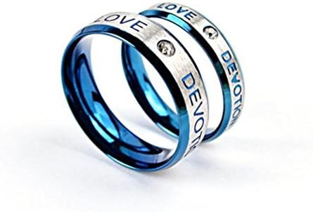 Jewelryfinds Simple Wild New Letter Type Titanium Steel Christmas Gifts Couple Rhinestone Ring Does Not Fade