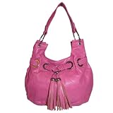 Belted Tassel Hobo Handbag (Hot Pink)