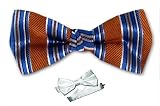 Boy's - Orange - Black - White - Blue - Silk Pre - Tied Bowtie