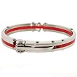 Stainless Steel and Red Rubber Bangle Bracelet by Bucasi Stainless Steel and Red Rubber Bangle Bracelet by Bucasi