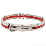 Stainless Steel and Red Rubber Bangle Bracelet by Bucasi
