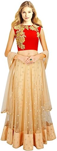 Unnati Women's Designer Lehenga Choli With Elegant Embellishment X-Large - 40" Multicolor