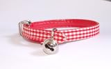Pet Palace "Clothcat" Red Cat Kitten Collar with gingham tablecloth patterned fabric for home loving pusses