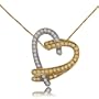 Heart Diamond Pendant 14K 2 Tone Gold Ladies Slide New