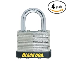 Black Dog 55106 Laminated Padlock 4 Pack Warded Keyed Alike, 1-11/16 Inch