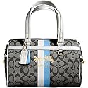 AUTHENTIC COACH HERITAGE STRIPE ZIP SATCHEL 13190 (BW/White)