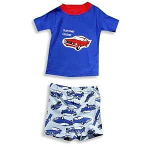 B.T. Kids - Infant Boys Short Sleeve Shortie Pajamas, Blue, Red