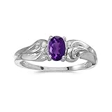 10k White Gold Oval Amethyst Ring