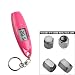 Accutire MS-4652HP Key Chain Digital Tire Gauge Hot Pink with a Set of 4 Chrome Metal Tire Valves