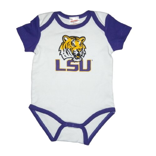 NCAA LSU Tigers Baby / Infant One-Piece Bodysuit / Romper / Onesie - White (Size: 6-9)
