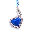 Cell Phone Mobile Camera Charm Strap Beautiful Clear Diamond Blue Love