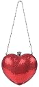 Shiny Sequin Heart Shaped Clutch Evening Bag Handbag w/Chain Strap