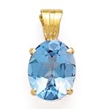 14K OVAL BLUE TOPAZ PENDANT 10X8MM
