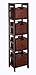 Winsome Wood Leo Wood 4 Tier Storage Shelf with 4 Small Rattan Baskets