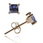 18K Rose Gold over Sterling Silver Tanzanite CZ 4mm Square Stud Earrings