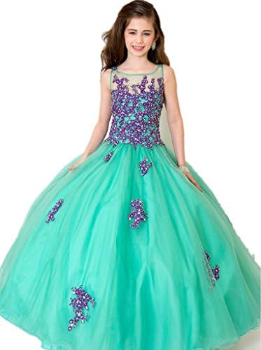 GGE Girl's Ball Gown Pageant Dresses Custom Party Princess Dark Green Purple 2