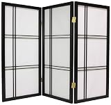 Review Oriental Furniture  / Under Desk Size - 3ft. Small Double Cross Japanese Privacy Screen Room Divider - 3 Panel Black
