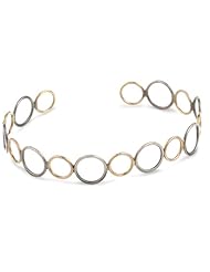 Melissa Joy Manning Mixed Oxidized Sterling Silver 14K Yellow Gold Circle Cuff Bracelet