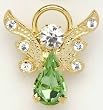 Pack of 8 Gold Plated August Birthstone Angel Pins with Pave Wings