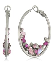 Sorrelli "Sweet Heart" Floating Shades of Pink Crystal Hoop Earrings