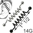 316L Surgical Steel Industrial with Design 14G, 1" 1/2 - Sold as a Pair