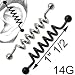 316L Black Titanium Industrial with Design 14G, 1" 1/2 - Sold Individually