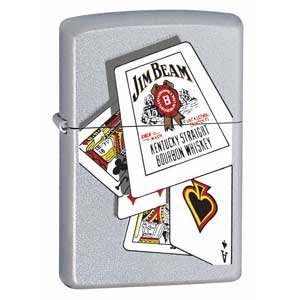Satin Chrome, Jim Beam Cards (ZI20755) Category: Miscellaneous Lighters